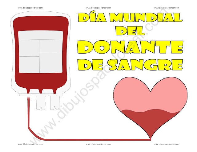 Día Mundial del Donante de Sangre dibujo a color y para colorear